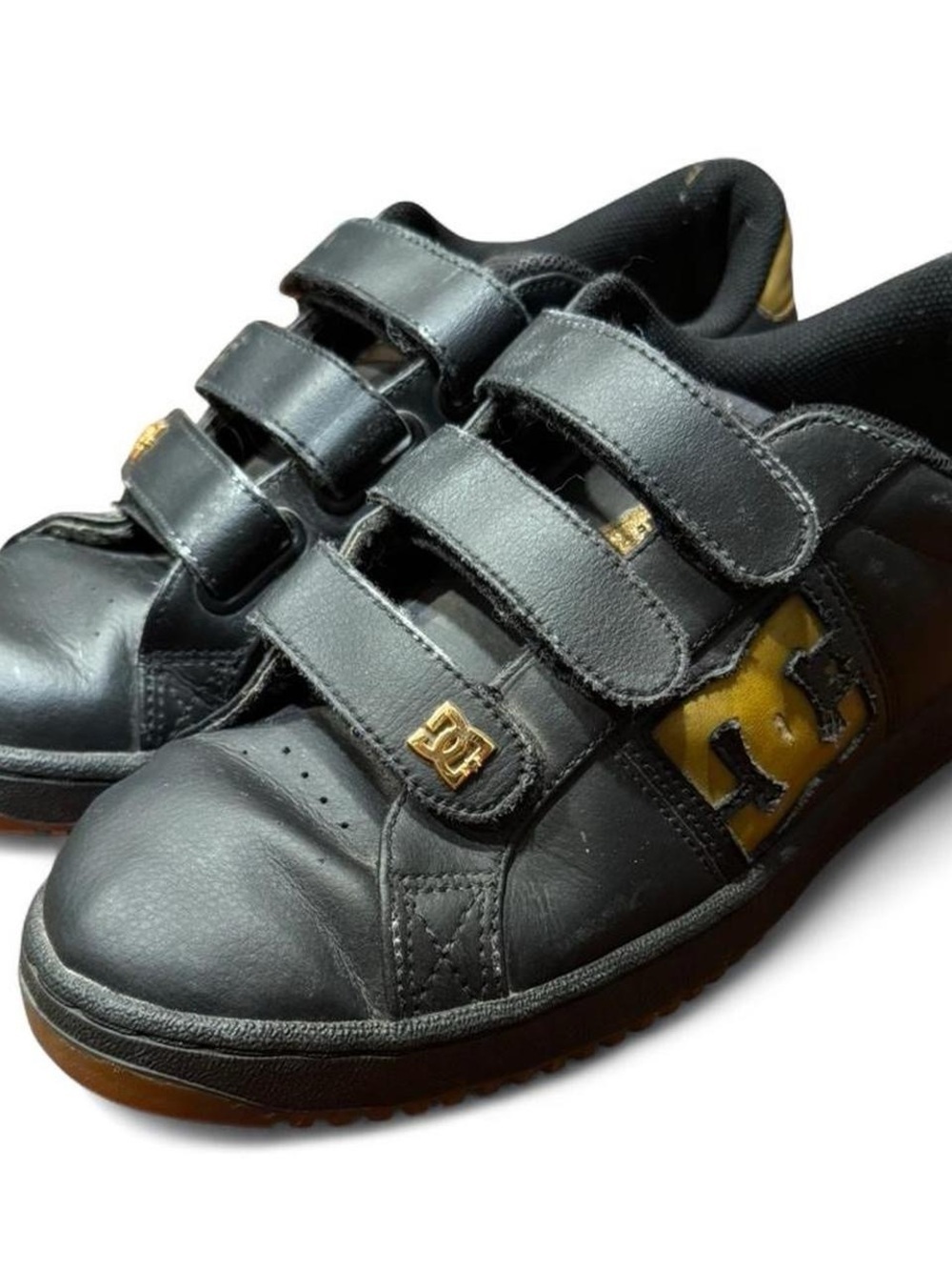 Y2K DC Striker Velcro Strap Black Gold Sneakers